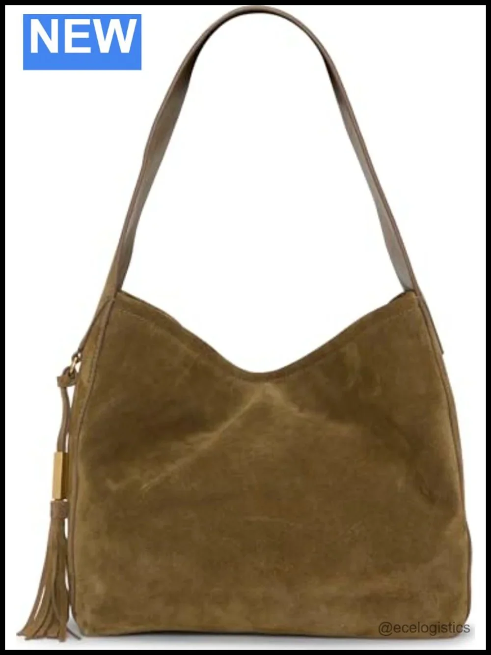 Genuine Leather Hobo Shoulder Bag with Magnet Closure and 2 Pockets
